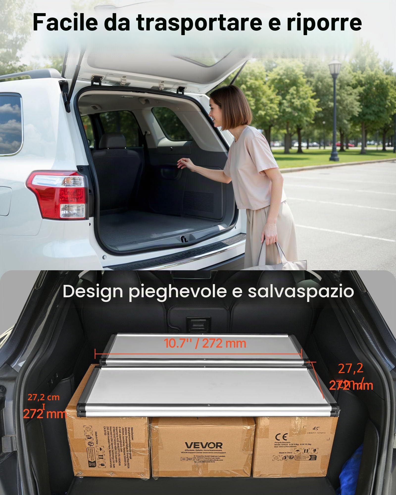 VEVOR Bancone Fieristico Portatile, 785 x 380 x 1815mm Stand Fieristico Bancone Espositivo, Tavolo da Bar Pieghevole Promozionale per Vendita al Dettaglio