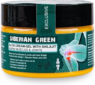 Siberian Green Altai Cream-Gel “Warm Muscles & Joints” with Shilajit Pine Nut Essential Oils Resin and Herbs 100ml