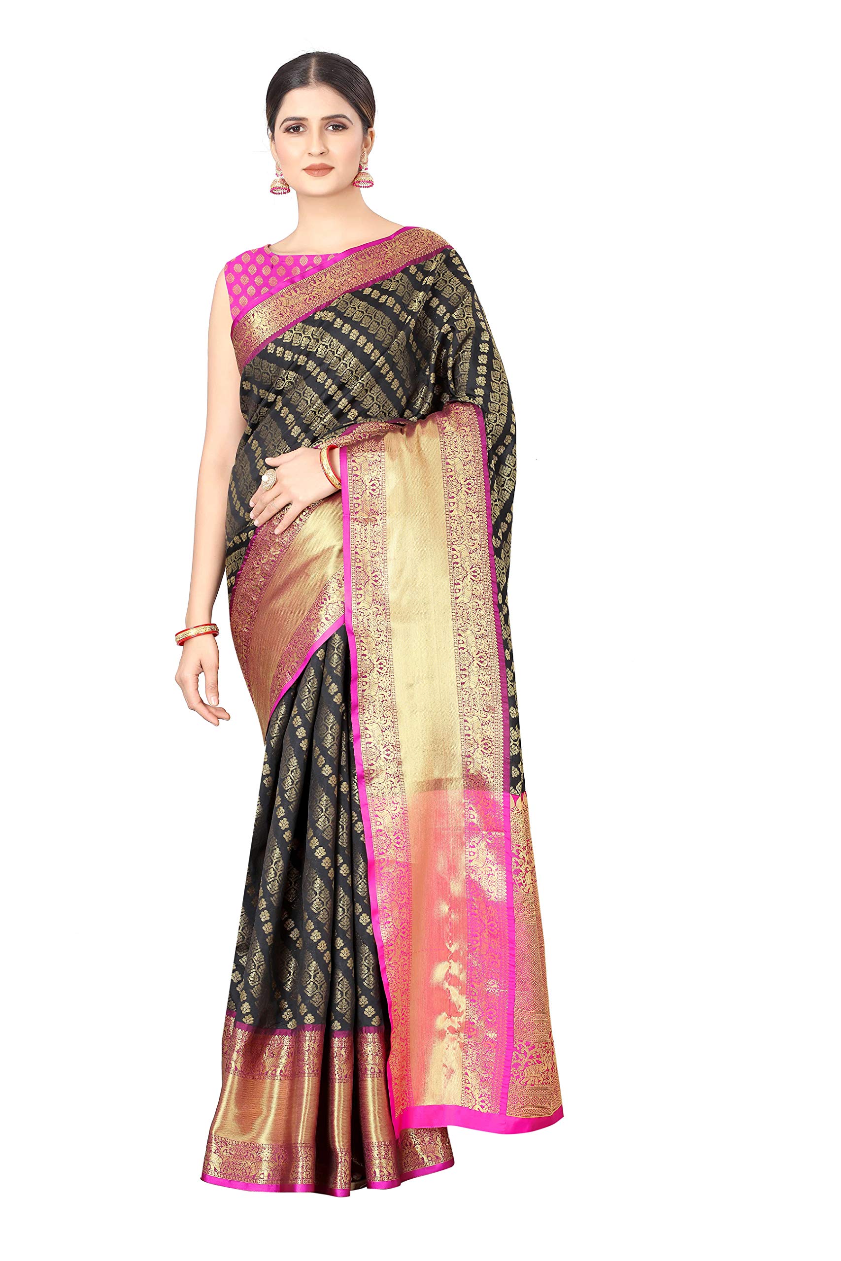 Enthone Women's Woven Banarasi Silk Saree with Blouse Piece