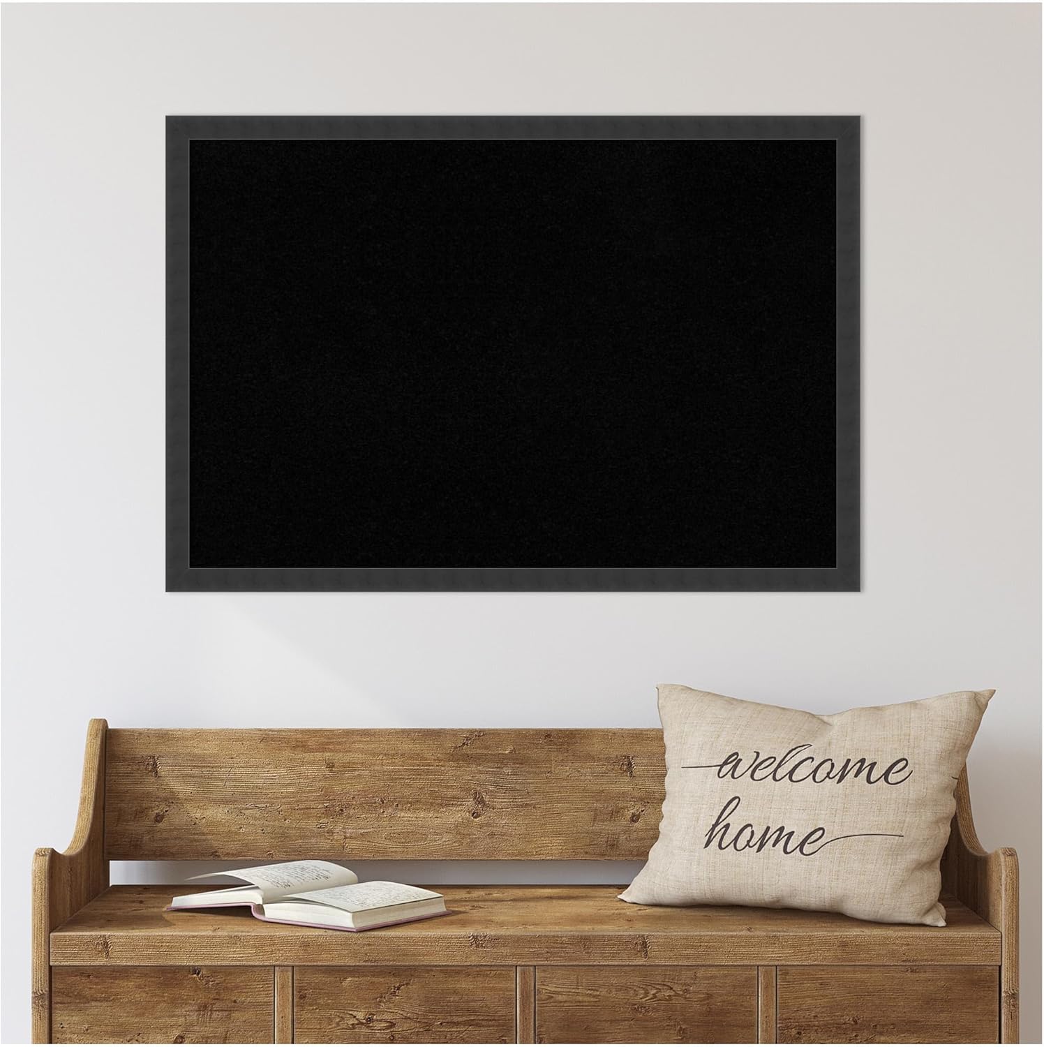 Amanti Art Black Cork Board for Wall, 26x38 Vision Board with Black Wood Frame, Large Corkboard Office Decor for Home Organization, Modern Contemporary Corkboard Pinboard to display items for home