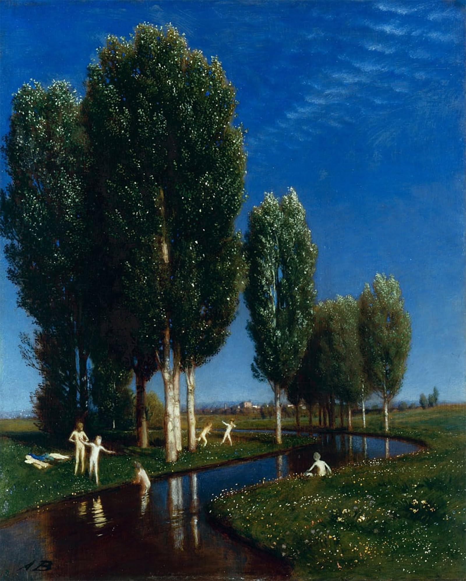 POSTERIIk Vintage Classic Picture Landscape Artwork in the Gazebo by Arnold Böcklin Portrait Canvas Painting for Office Home Decor 60x90cm