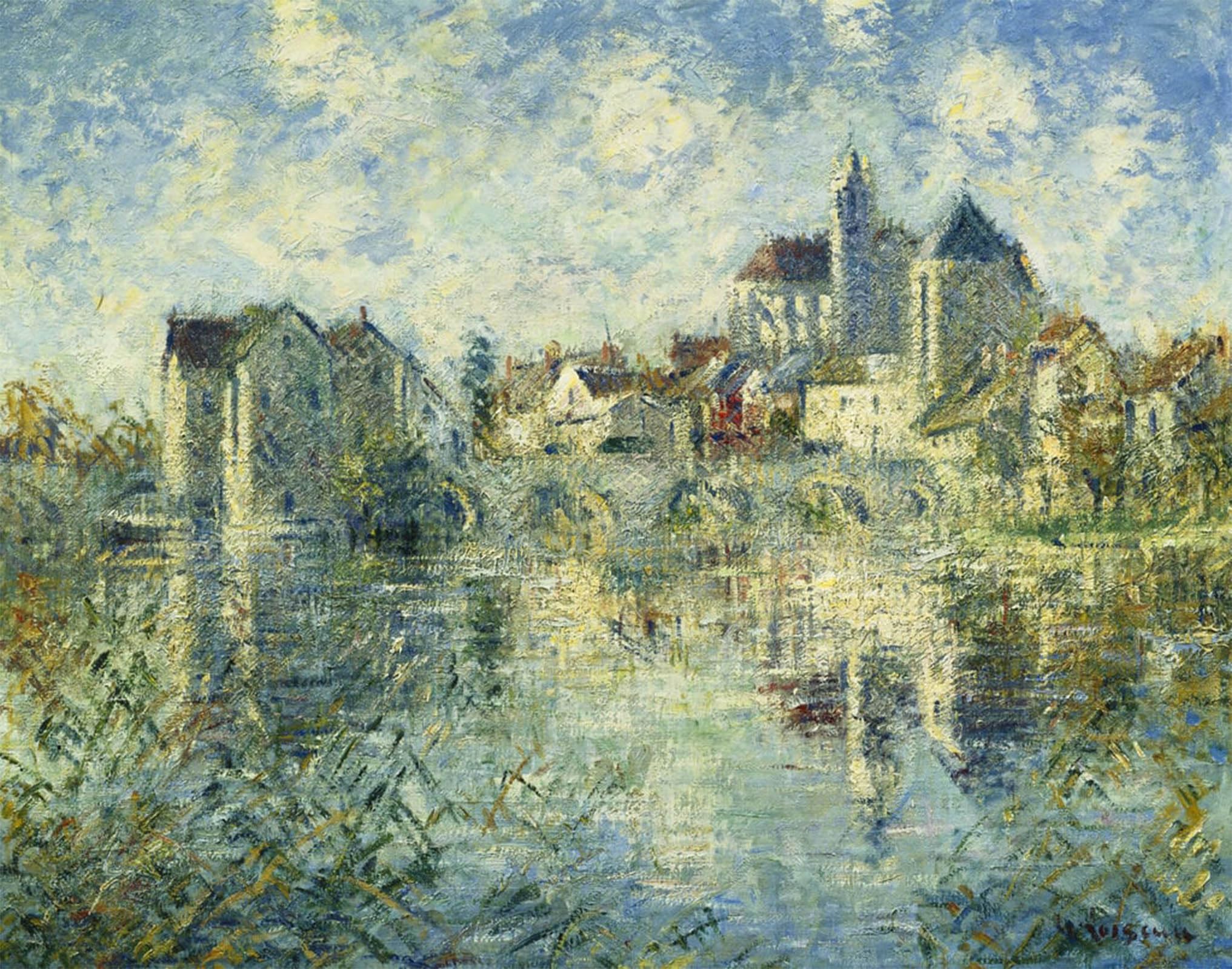 RZHRHJES Vintage Picture Wall Picture Painting Print Poster Moret Sur Loing the Bridge and the Church by Gustave Loiseau Abstract Wall Art Painting for Home Decor 60x90cm