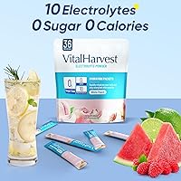 Vista 5 de VitalHarvest 36 Sticks Electrolytes Powder Packets Sugar Free Hydration Packets Electrolyte Liquid Daily IV Drink Mix with White Peach, Low Sodium