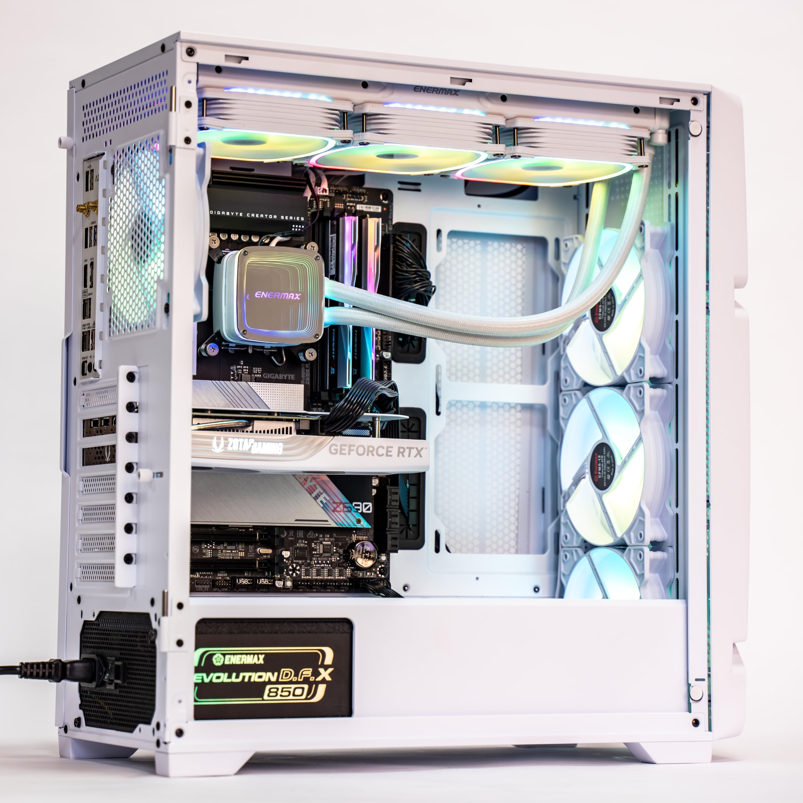 Boîtier PC Gamer MarbleShell MS31 Blanc + 4 Ventilateurs ARGB PWM et Support VGA Inclus