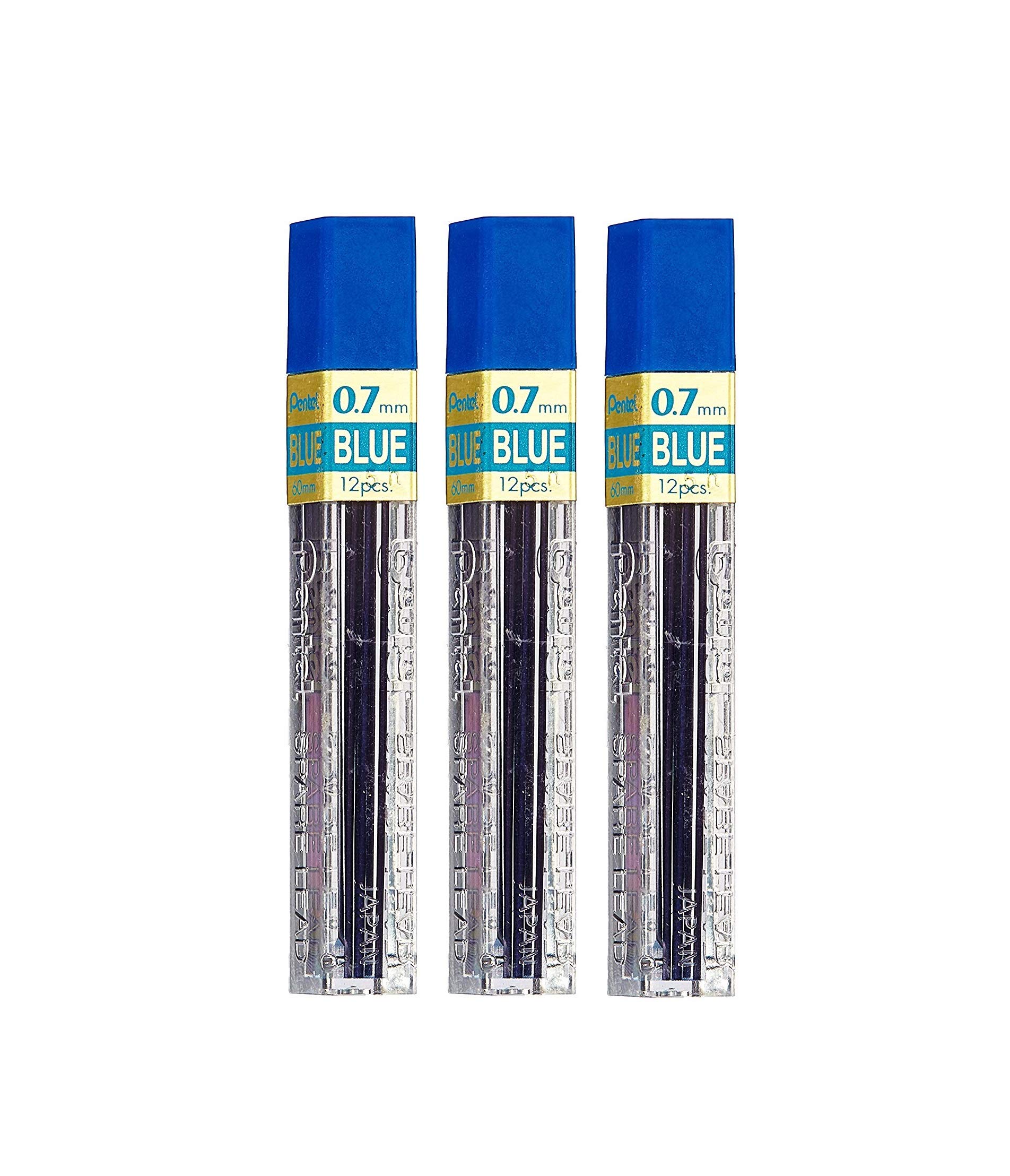 Pentel 0.7mm Automatic Pencil Coloured Leads Blue PPB-7 (3 tubes of 12 leads)