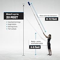 Vista 4 de Feather Microfiber Plus Nylon Static Cobweb Duster Alcanza hasta 20 pies Kit de plumero Webster de ventilador de techo extensible de 3 niveles