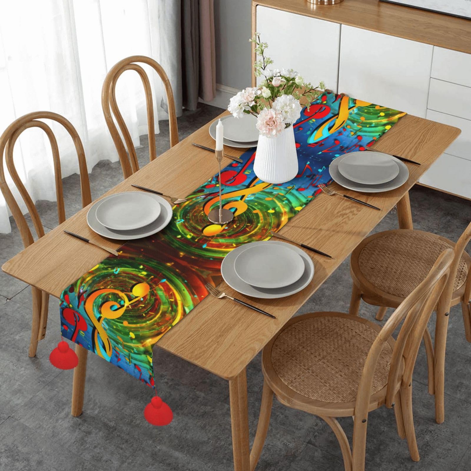Chemin de table musique pour protéger et habiller une table de salle à manger