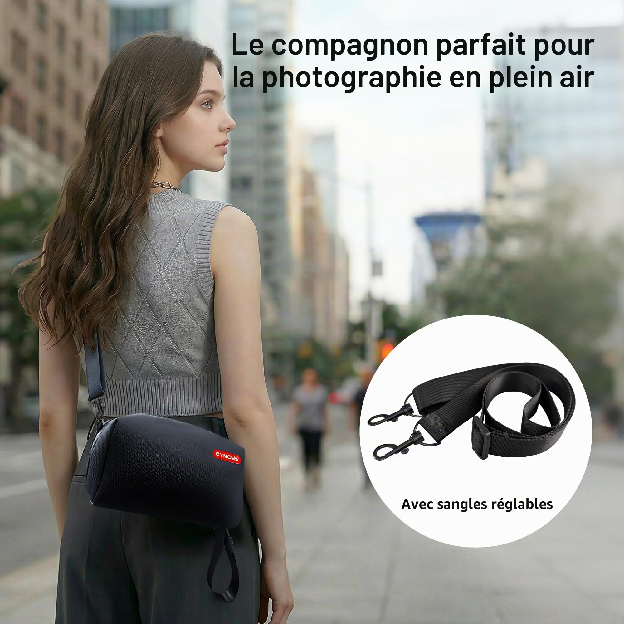 CYNOVA Sac de transport pour DJI Osmo Pocket 4, Osmo Pocket 4 avec bandoulière, grande capacité, étui de transport de protection pour Osmo Pocket 3, accessoires Osmo Pocket 4/3/Xtra Muse