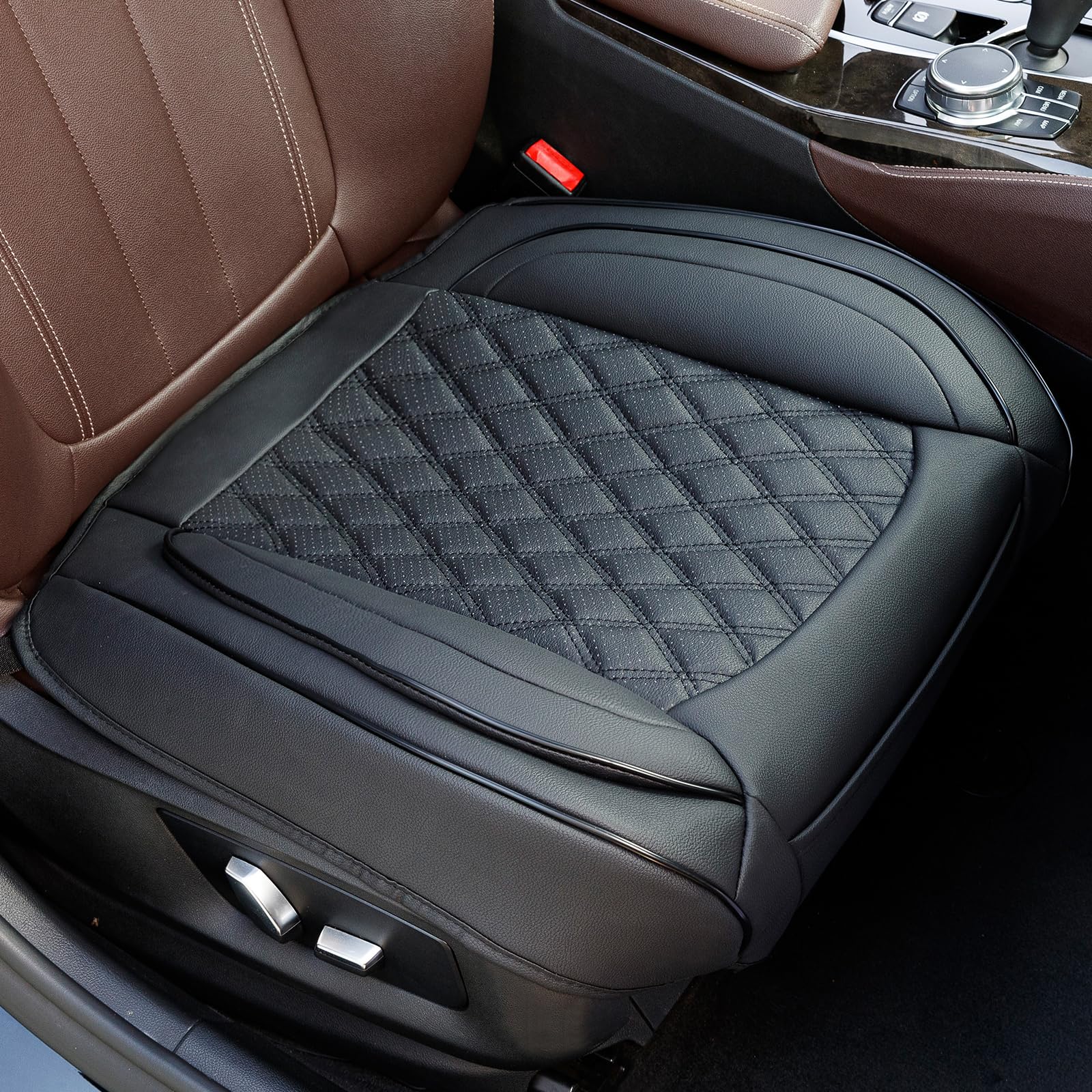 Photo 1 of 2 Pack Luxury Leather Car Seat Covers,Fully Wrapped Design,Front Seat Bottom Covers with Storage Pocket,Waterproof and Anti-Slip,Cover for 95% Vehicles,Easy to Install,(Black)