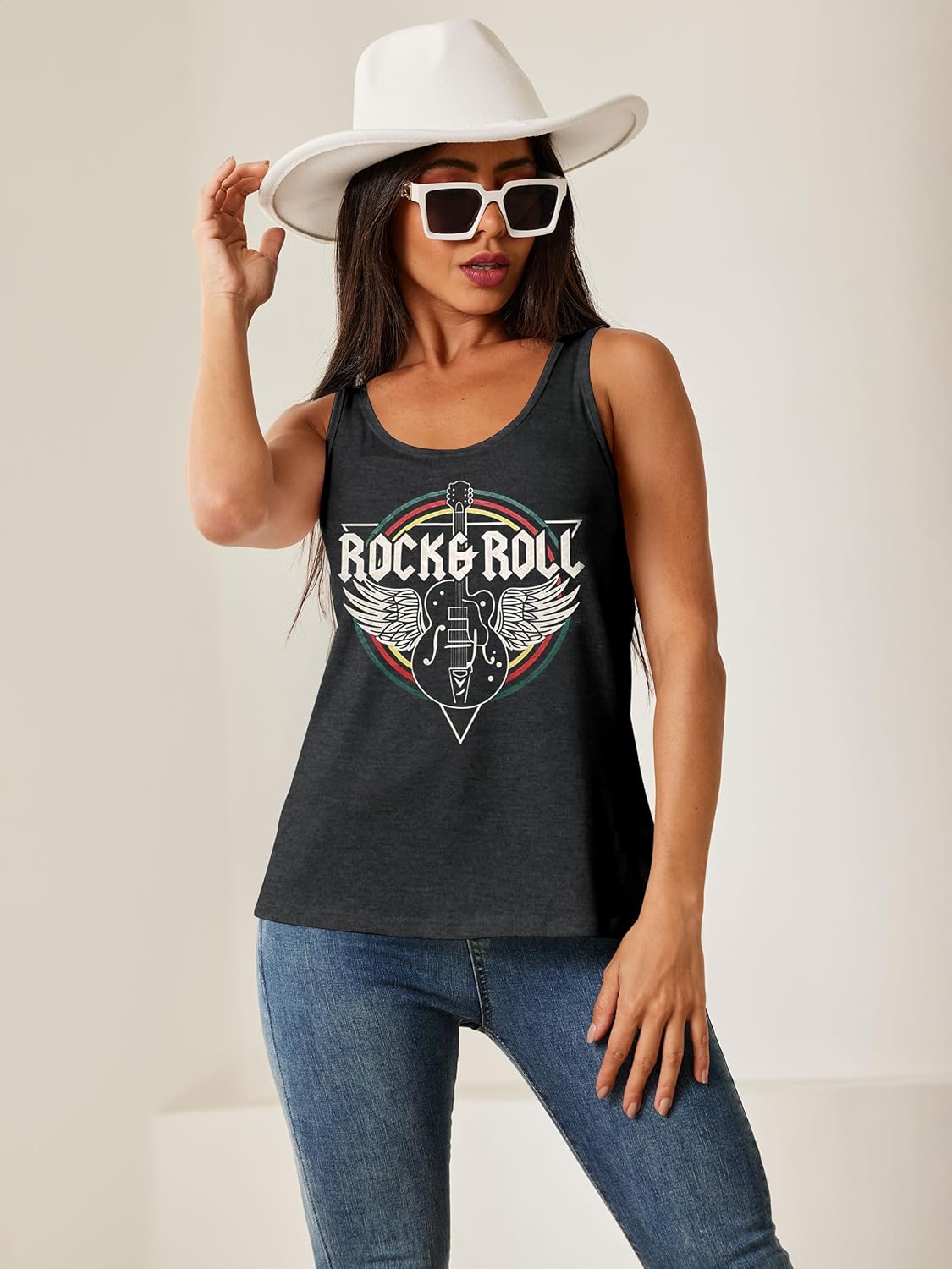 SAUKOLE Women's Sleeveless Tank Tops Yoga Workout Shirts Cute Printed Loose Fit Running T-Shirt - Image 2