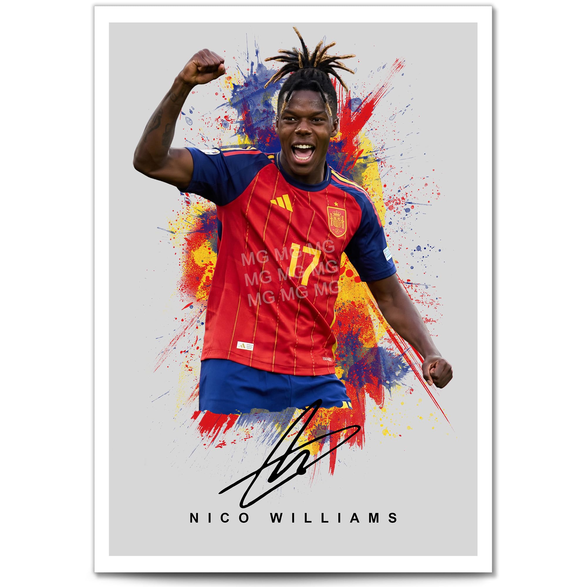 Nico Williams Spain Signed Photo Poster A4/A3 Print Picture Display Framed Autograph Memorabilia for Football Fans Gift Espana