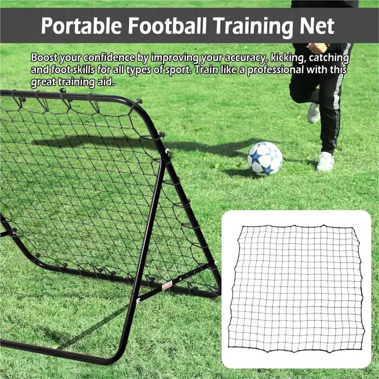1SET Rete da rimbalzo for calcio con corde elastiche, bersaglio for allenamento di, ausilio for l'allenamento dei principianti Per l'allenamento