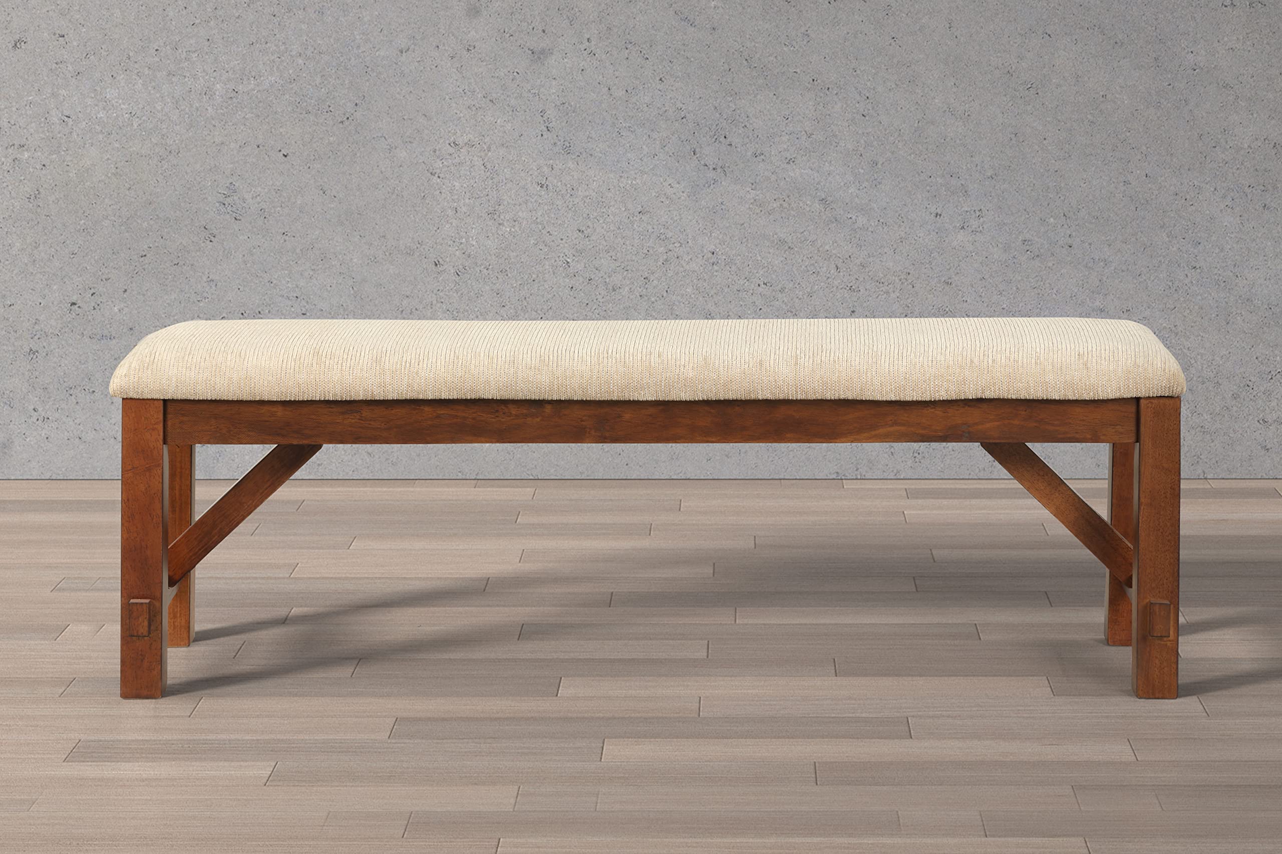 Solid Wood Dining Bench for Kitchen and Dining Room, Rustic Farmhouse Style with Comfortable Seating and Durable Construction, Supports Up to 500 lbs