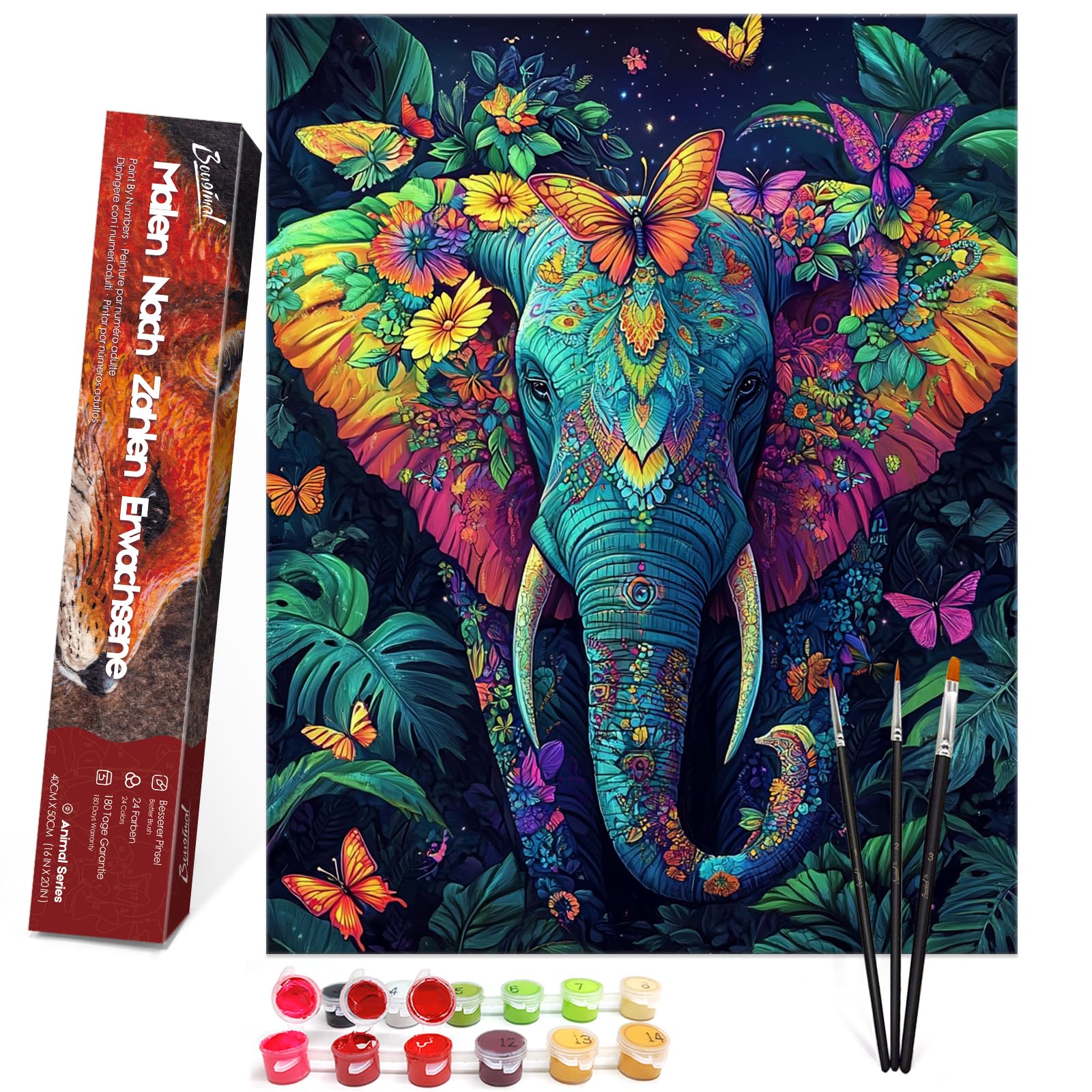 Peinture Par Numéros Adulte Cerf 2 - 40x50 Cm, Kit Complet Avec Pinceaux Et Peintures Acryliques Bougimal