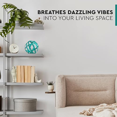 Miniatura 5 de Everydecor Esfera decorativa escultura de bandas de metal azul envejecidas detalles modernos de decoración del hogar decoraciones de mesa para sala