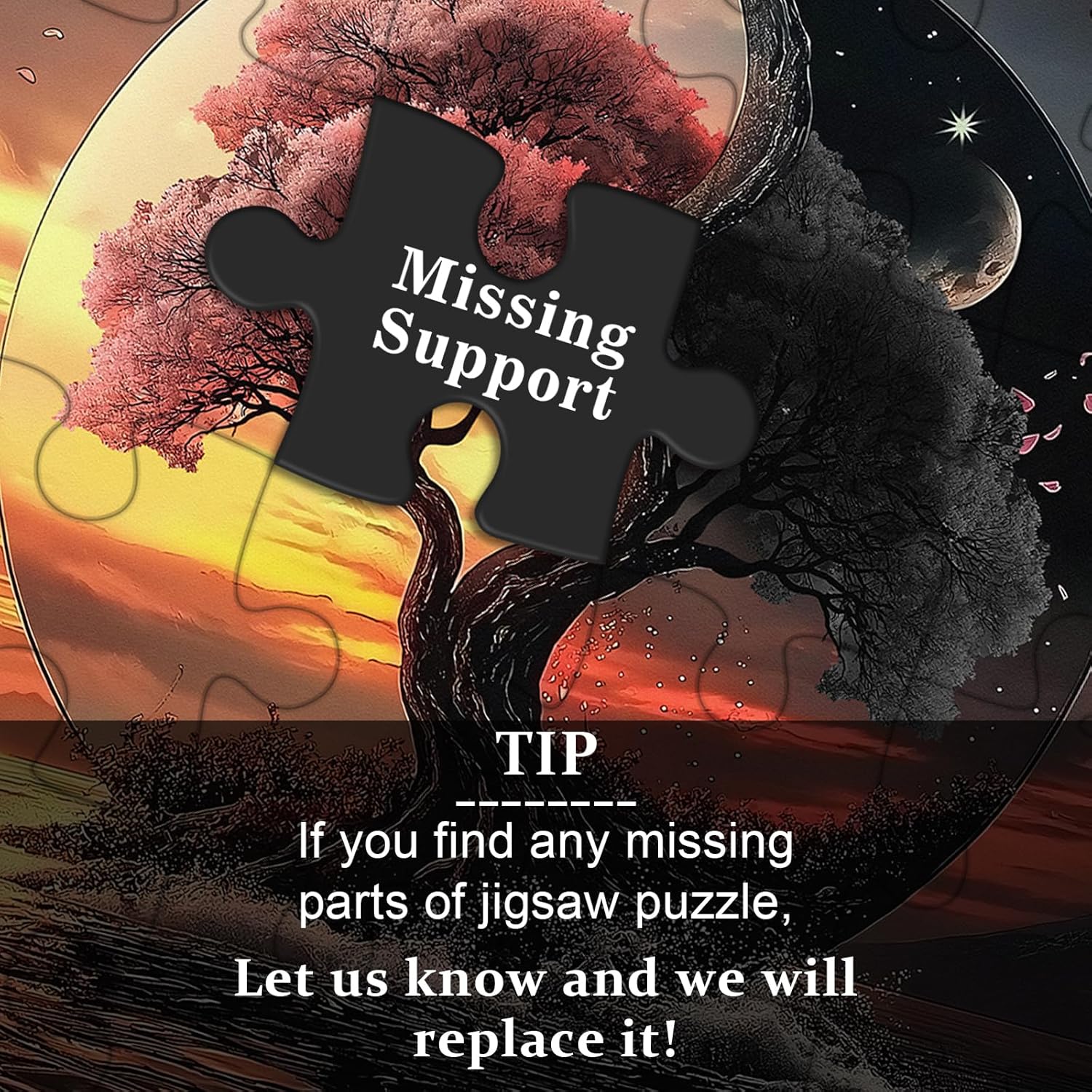 Fantasy Landscape Puzzle for Adults 1000 Pieces, Day and Night Tree Nature Jigsaw Puzzle Challenge, Yin Yang Scenery Puzzles