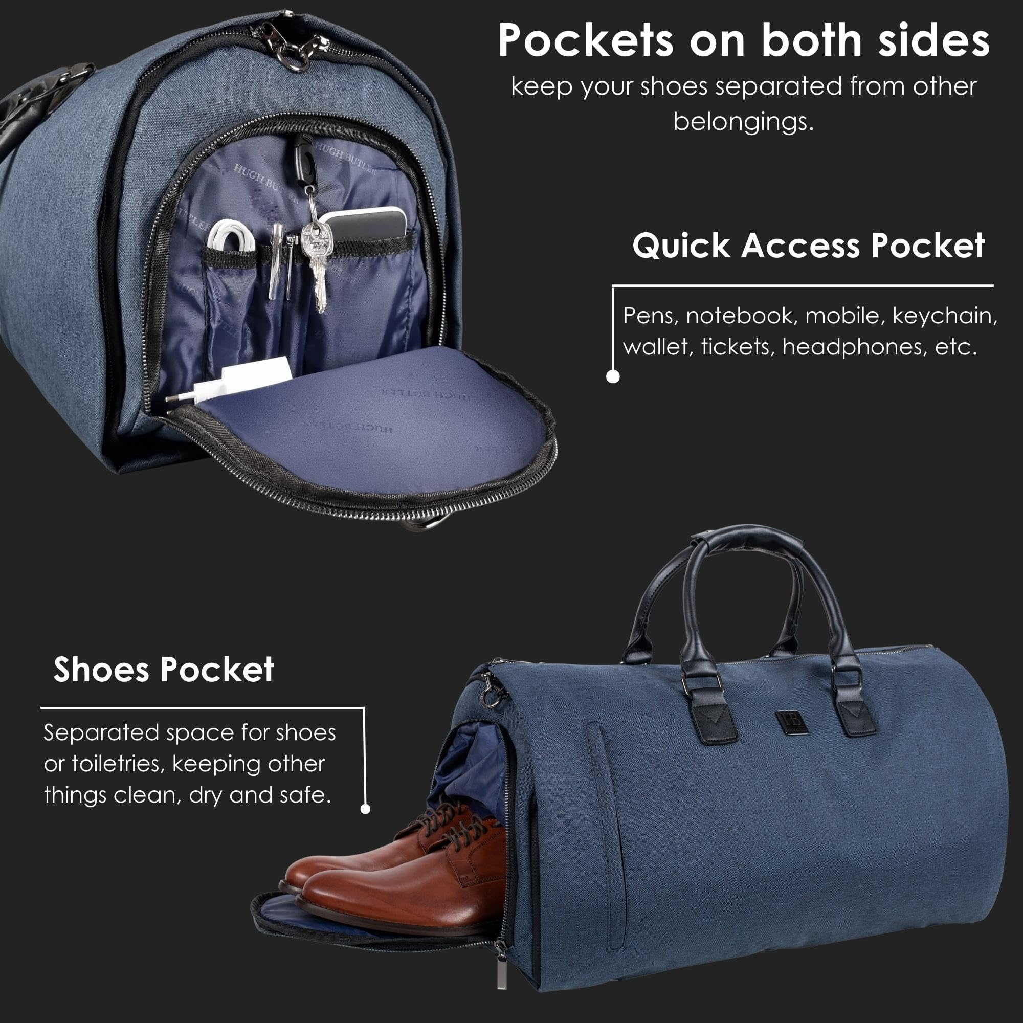 Weekender Herren - Kleidersack Reisetasche - 4in1 - Anzugtasche - für Kleidung, Laptop, Schuhe, Kulturbeutel