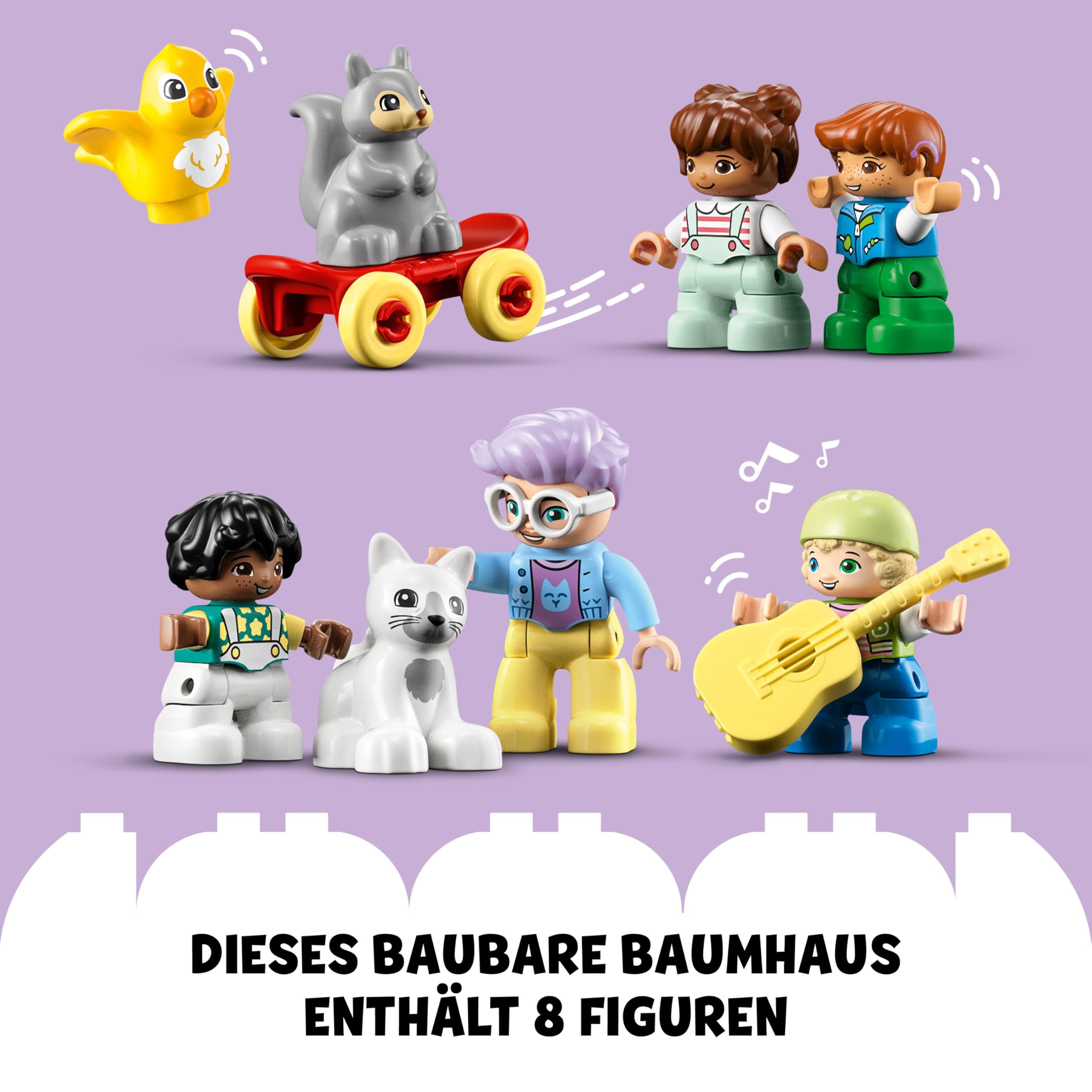 LEGO 10993 DUPLO 3-in-1 Baumhaus Spielzeug für Kleinkinder ab 3 Jahren, Mädchen und Jungen mit 4 Figuren, Tieren, Konstruktionsspielzeug mit Bausteinen und Einer Rutsche, Lernspielzeug