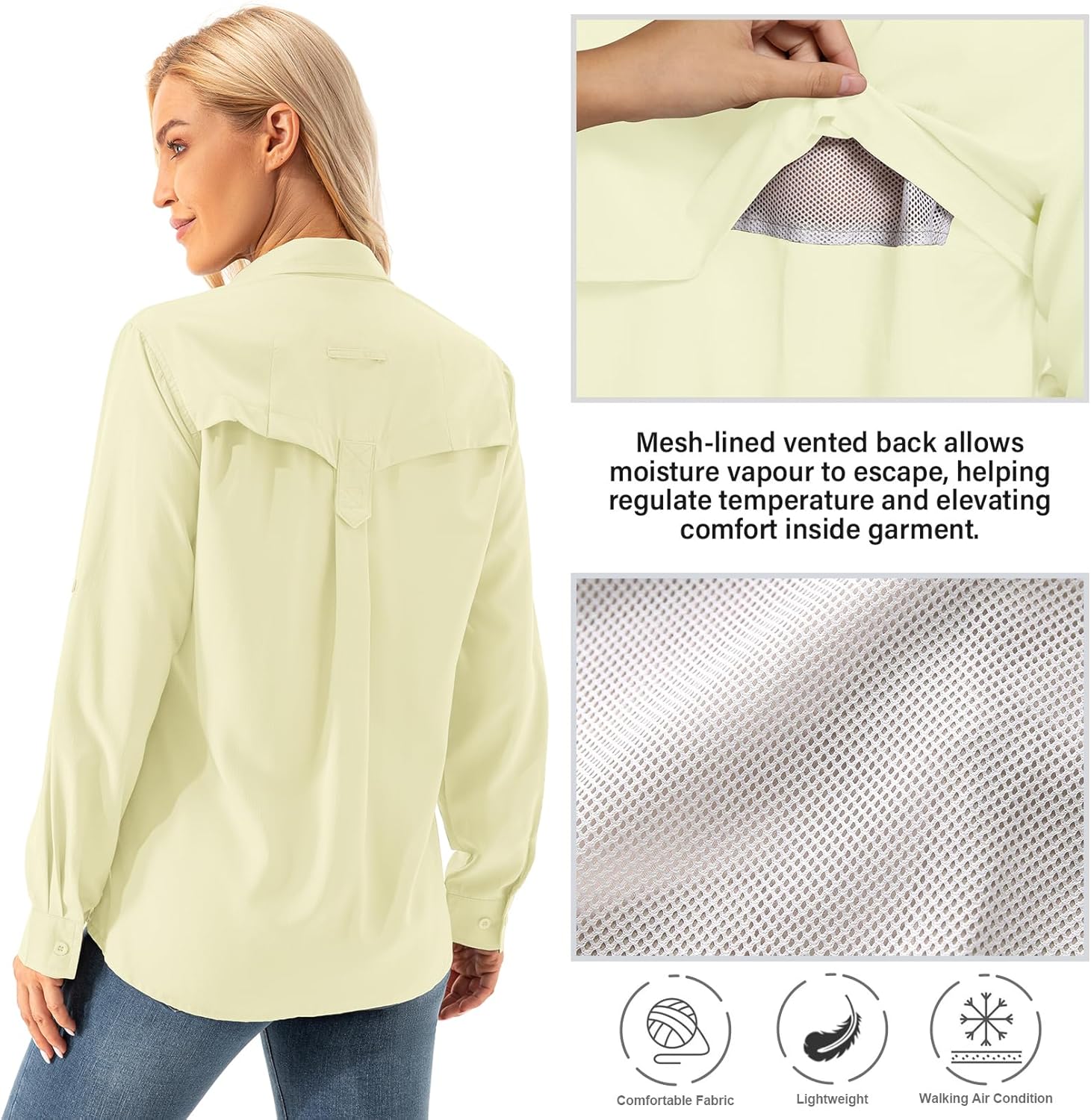 Womens Safari Sun Shirts UPF 50+ UV Sun Protection Long Sleeve Outdoor Quick Dry Fishing Hiking Gardening Shirts - Image 5