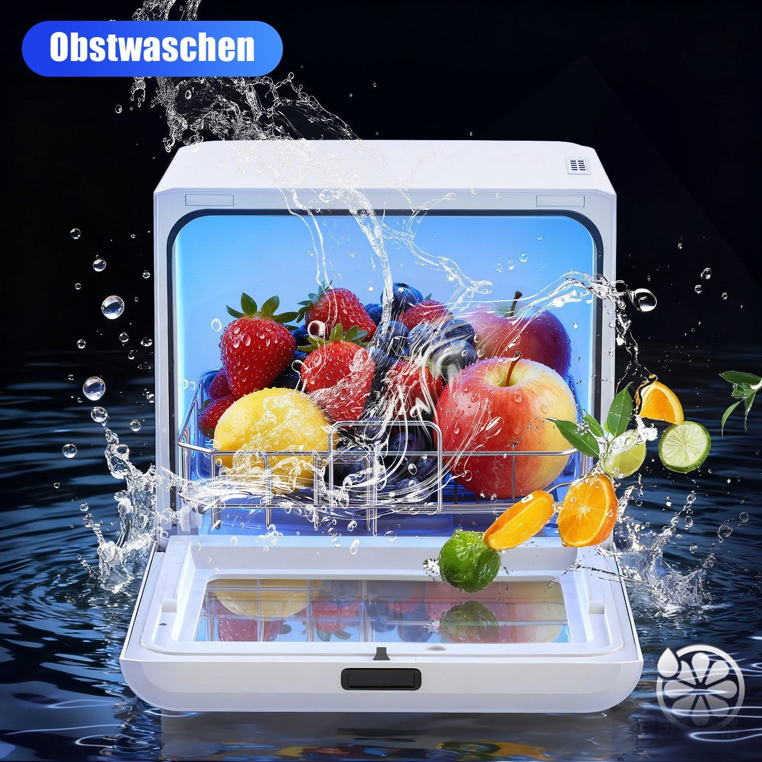 Tischgeschirrspüler, Tragbarer Geschirrspüler mit Wasseranschluss, 4 Programme, Spült bis zu 6-8 Teller, Heißluft-Trocknung & Antibakterialspeicher, LED Touch, Kompakt für Wohnung, Wohnmobil & Camping
