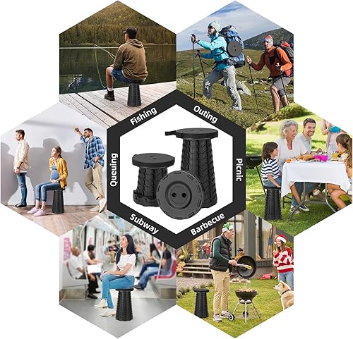 Miniatura 6 de Taburete plegable, silla plegable, silla portátil mejorada con capacidad de carga de 400 libras, taburete portátil para camping, pesca, senderismo,