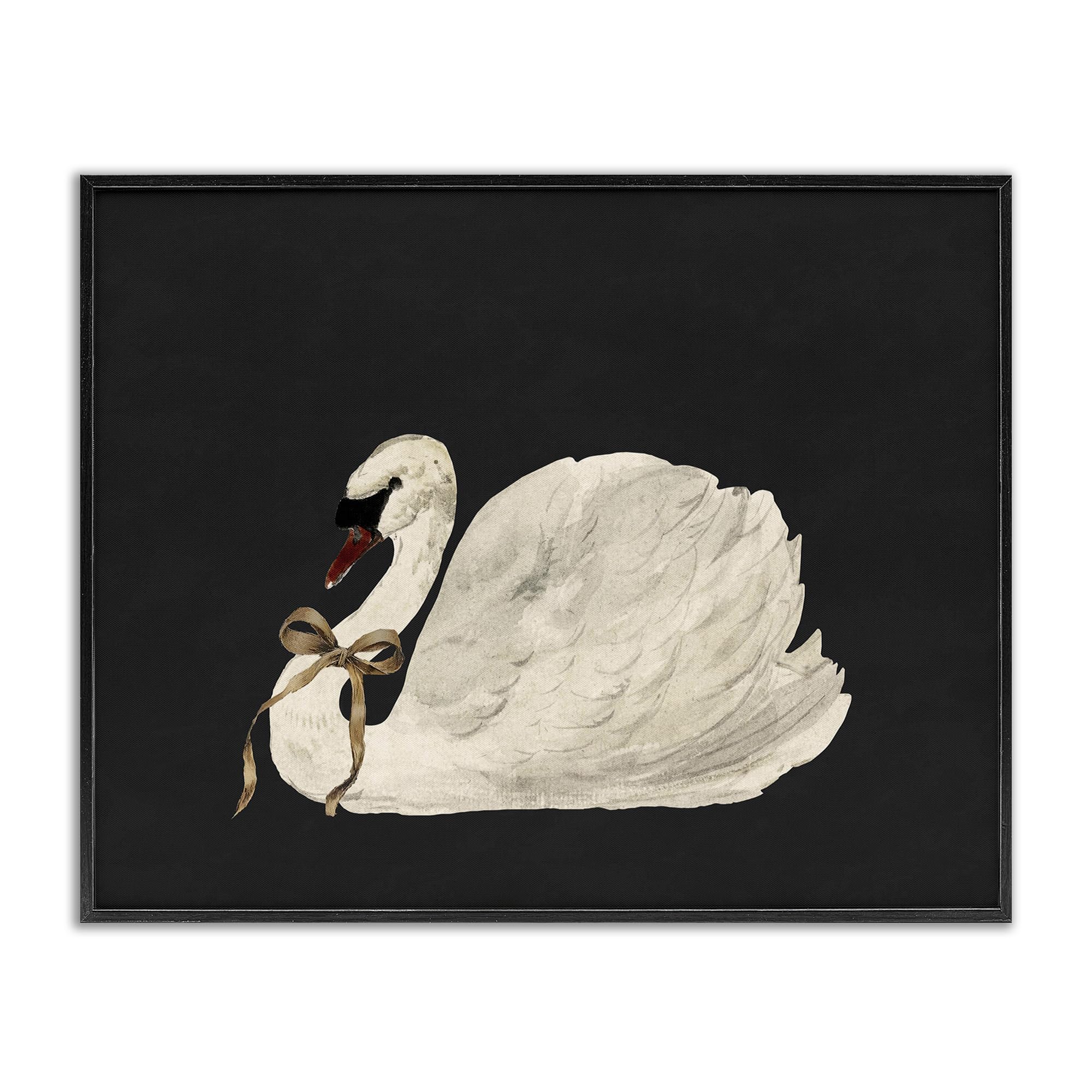 Stupell Industries Festive Swan with Ribbon Black Framed Giclee Art, design by Lettered and Lined, 16 x 20
