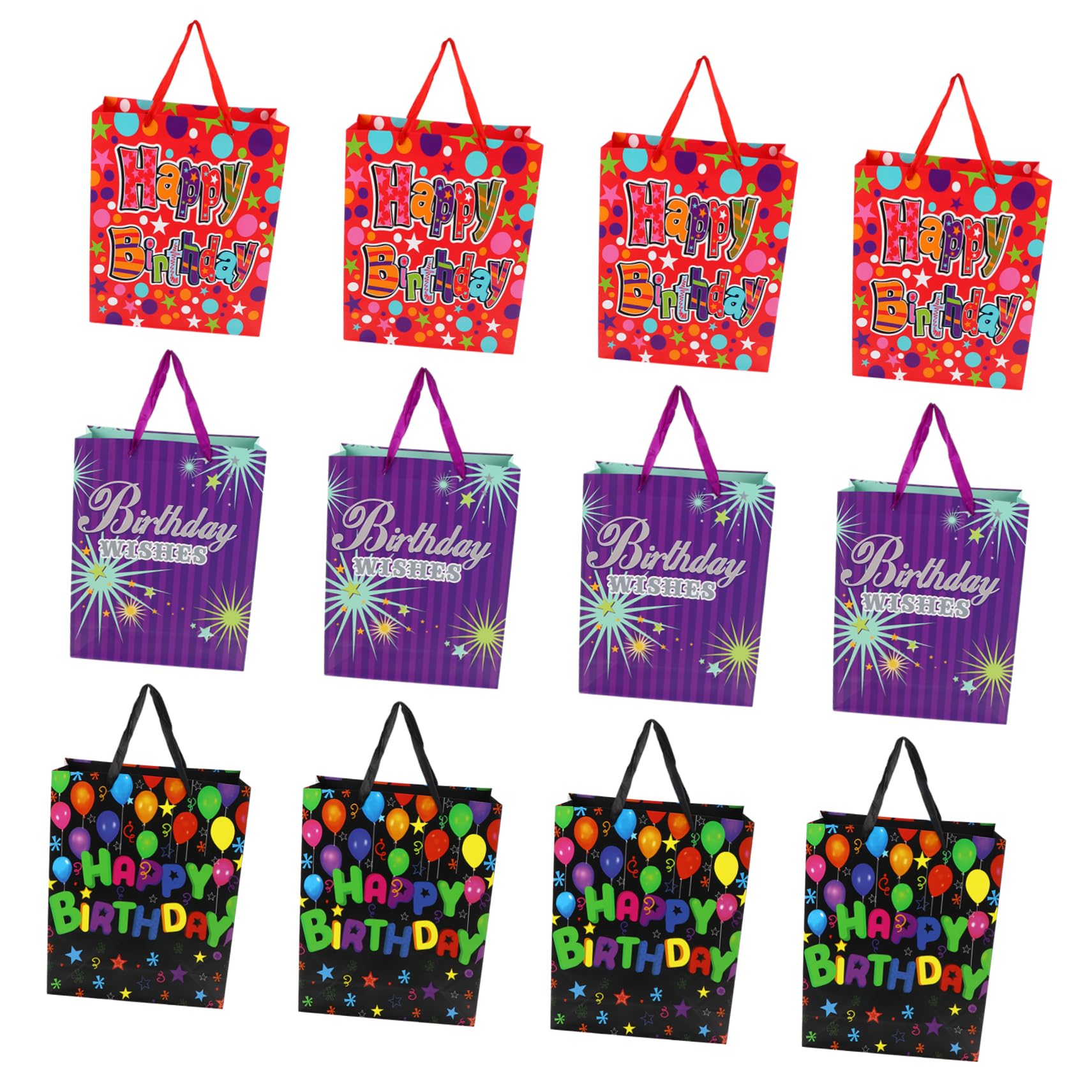 VALICLUD 12 Pièces Fourre-tout D'anniversaire Fourre-tout Délicats Pochette En Papier Couché Avec Poignées Portable Papier D'emballage
