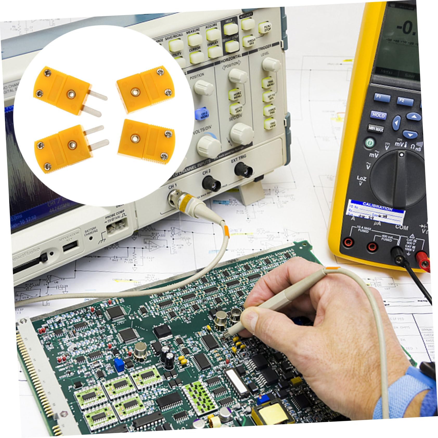 4pcs Hermaphrodite Connector 2 Pin Thermocouple Joint 2 Pin Thermocouple Connector Thermocouple k Pin Thermocouple Plug Type k 2 Pin Thermocouple Adapter K Type Plug Yellow FUNOMOCYA