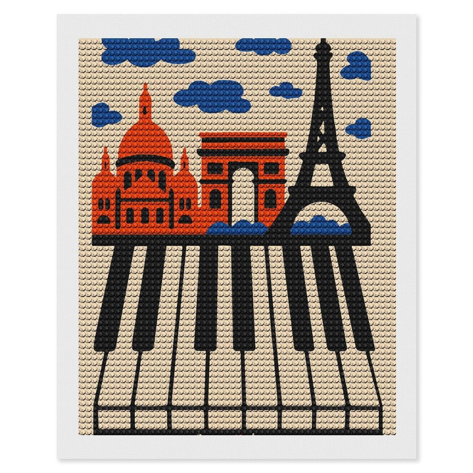 Junmoney Paris Jazz Diamond Painting Canvas Set 16"x20", for Women, Pleasing Wall Art Project, Aesthetic Room Decor, Gift Idea