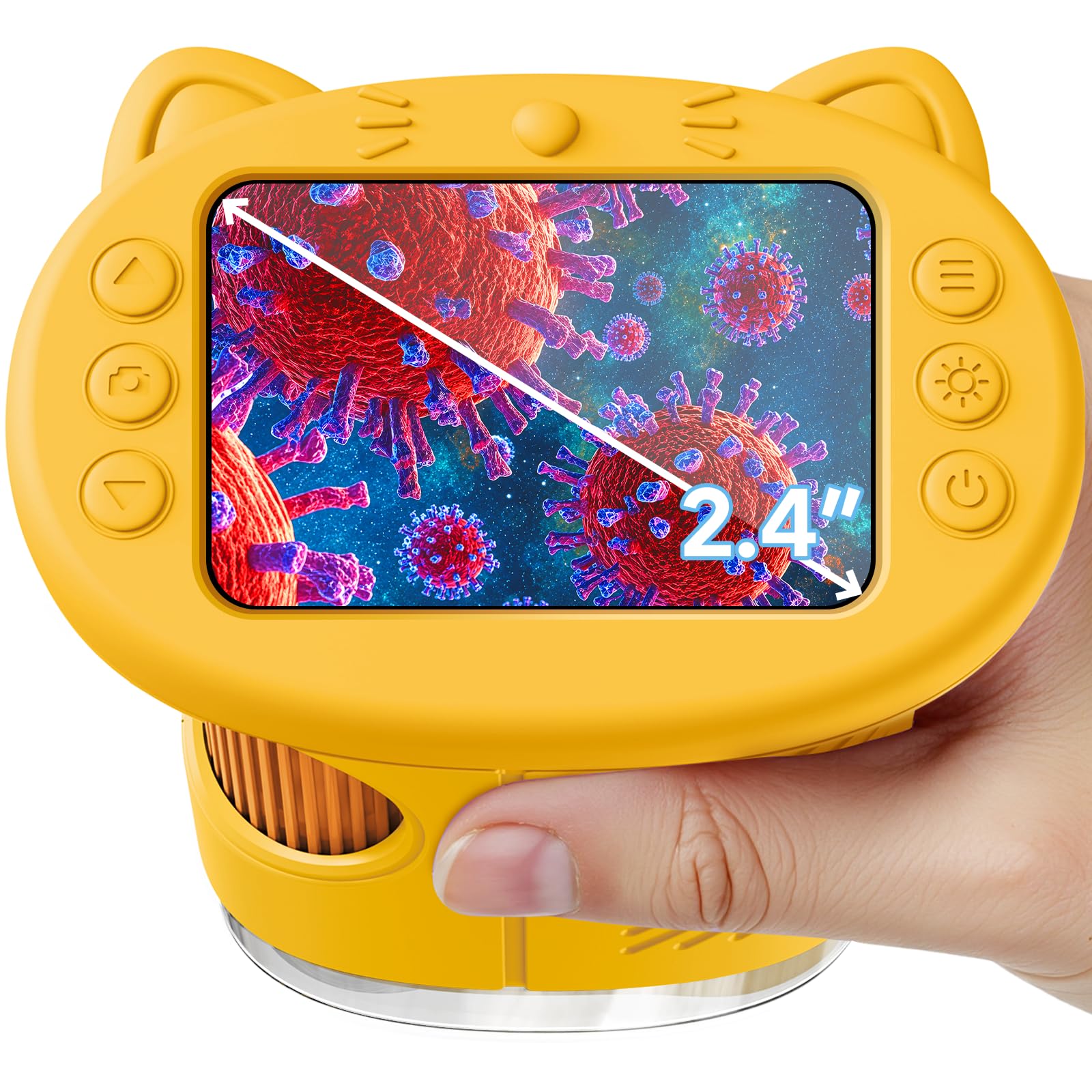 Microscopio para niños, microscopio digital de 2.4 pulgadas con aumento de 1000X, cámara de mano, mini lupa de bolsillo, regalos educativos de cumpleaños, juguetes para mayores de 3 años