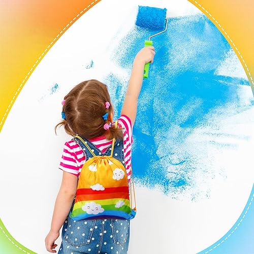 Miniatura 7 de Capoda 16 bolsas de recuerdo de fiesta de arcoíris a granel, bolsas coloridas con cordón de arcoíris, mochila de regalo para aperitivos de