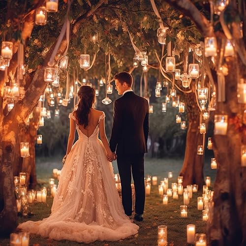 Miniatura 7 de Juego de 48 jarrones cilíndricos para centros de mesa, jarrón de vidrio transparente de 6810 pulgadas de alto, portavelas flotante de huracán para