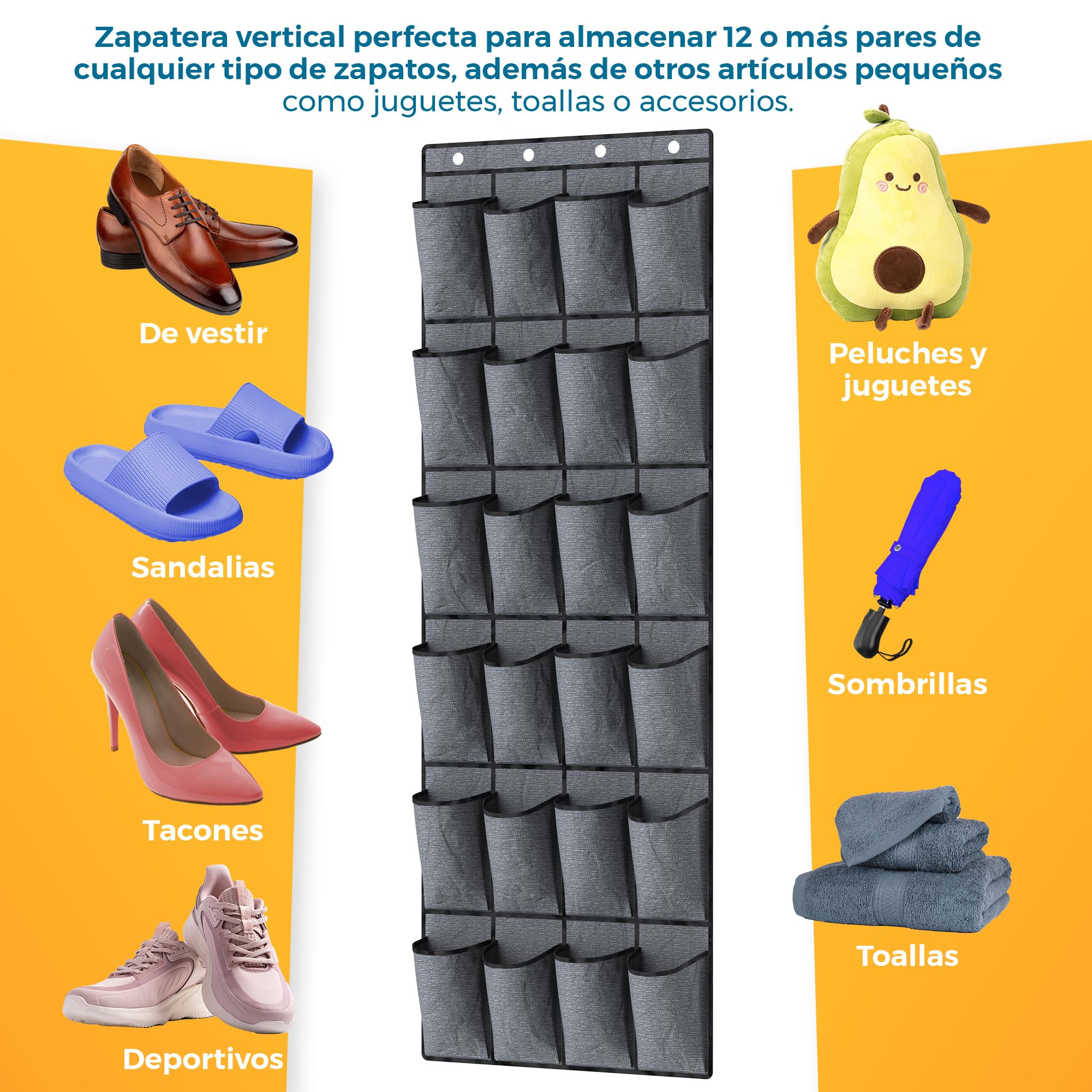 Porta scarpe da appendere – Scarpiera da appendere alla porta salvaspazio, ideale come porta scarpe da porta per ingresso, camera o armadio (3)