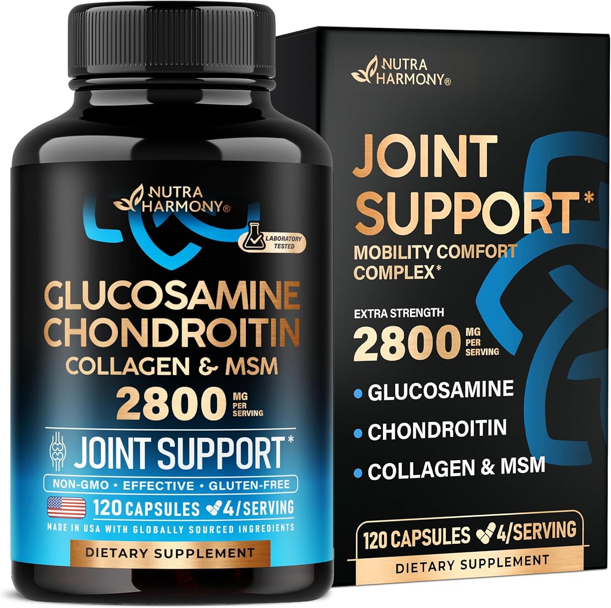 Glucosamine Chondroitin MSM Collagen | HSA | Joint Support Supplement 2800 mg | Made in USA | FSA Approved Product Items | Flexibility Nutritional Vitamins | For Men & Women, 120 Capsules