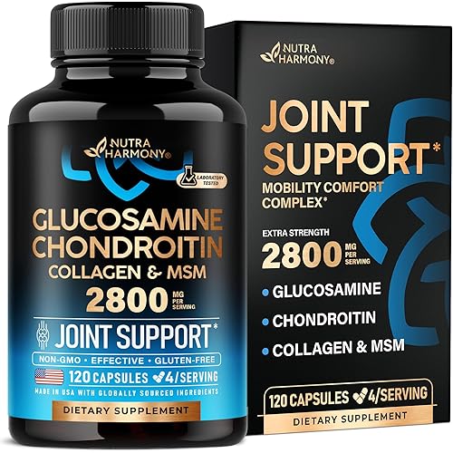 Glucosamine Chondroitin MSM Collagen | HSA | Joint Support Supplement 2800 mg | Made in USA | FSA Approved Product Items | Flexibility Nutritional Vitamins | For Men & Women, 120 Capsules