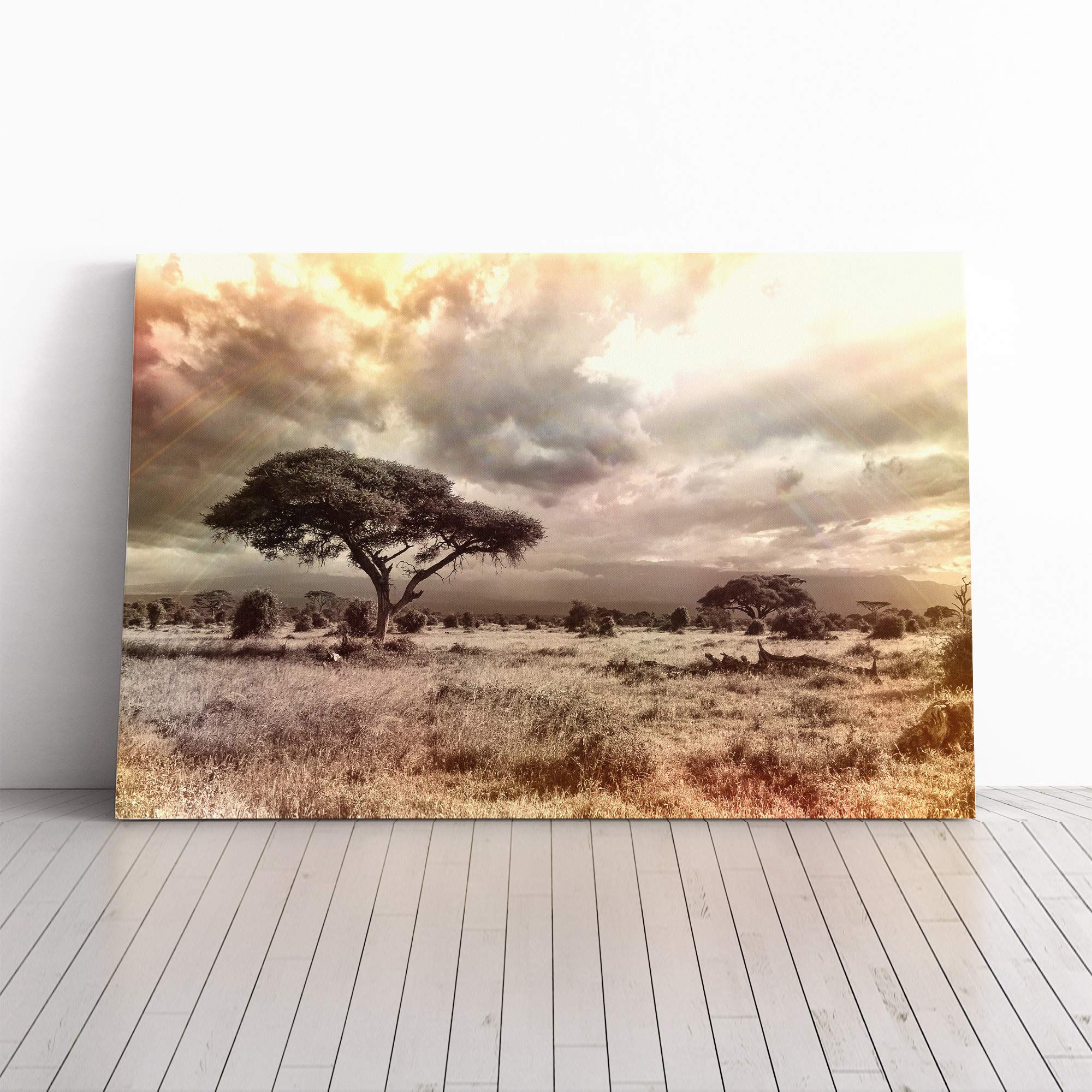 Landscape Africa Savannah Canvas Print | Gallery Wrapped 30mm Frame Wall Art | 30x20 inches | Ready to Hang | Modern Landscape Picture | Living Room Bedroom Lounge Office