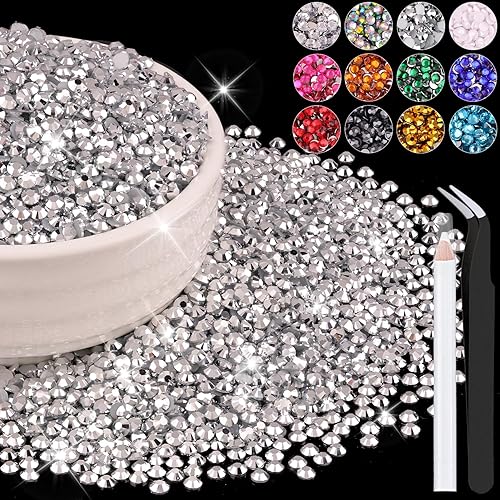 8000 diamantes de imitación de resina de 0.118 pulgadas a granel para manualidades (plateado), cristales deslumbrantes con parte trasera plana para