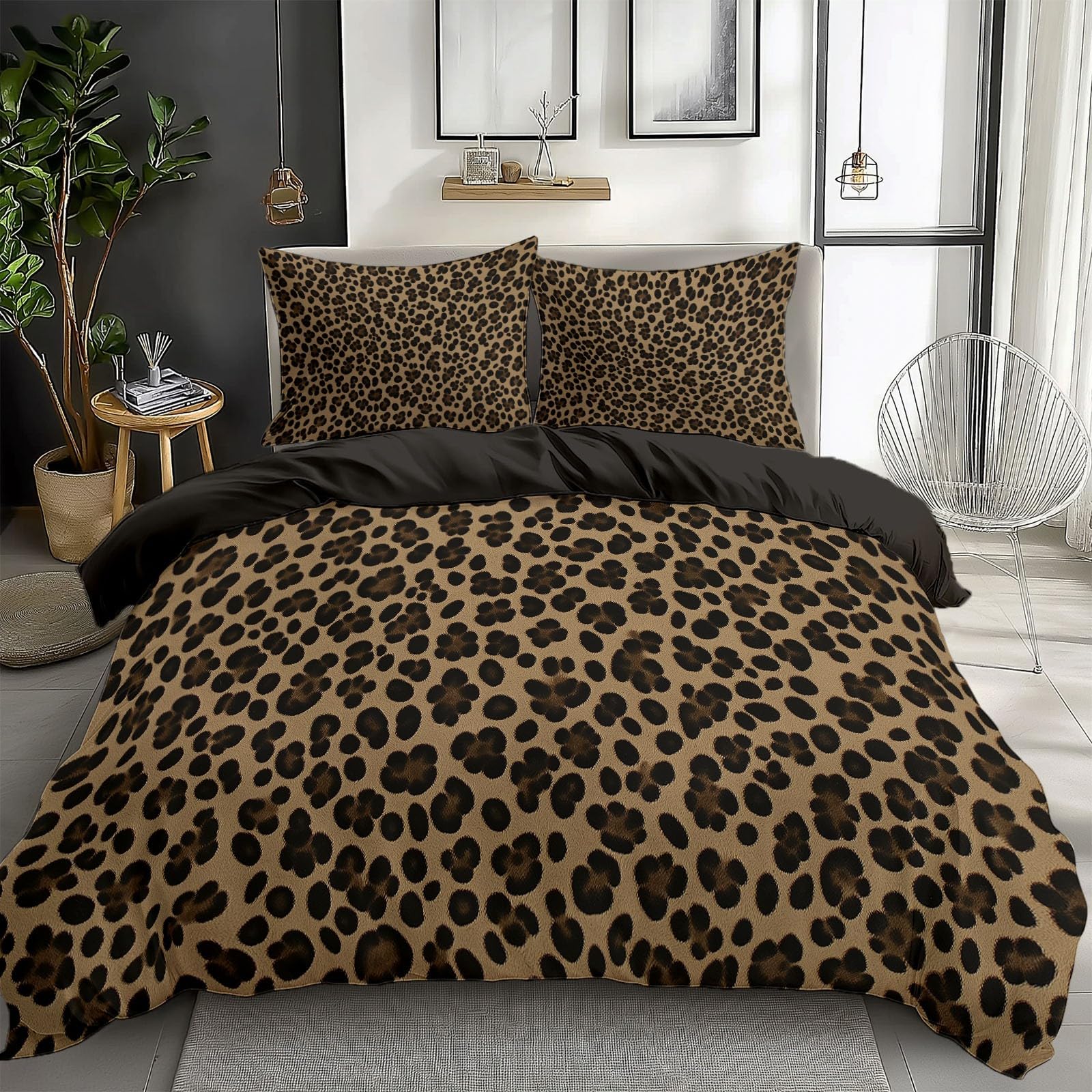 CozyRest Juego de Fundas Nórdicas Suave 3 Piezas para Cama 90 - Leopardo Guepardo Marrón Patrón Funda Edredón Poliéster Algodón 150 x 200 cm + 2 Funda de Almohada 50x75, Patrón Moderna de Estampado