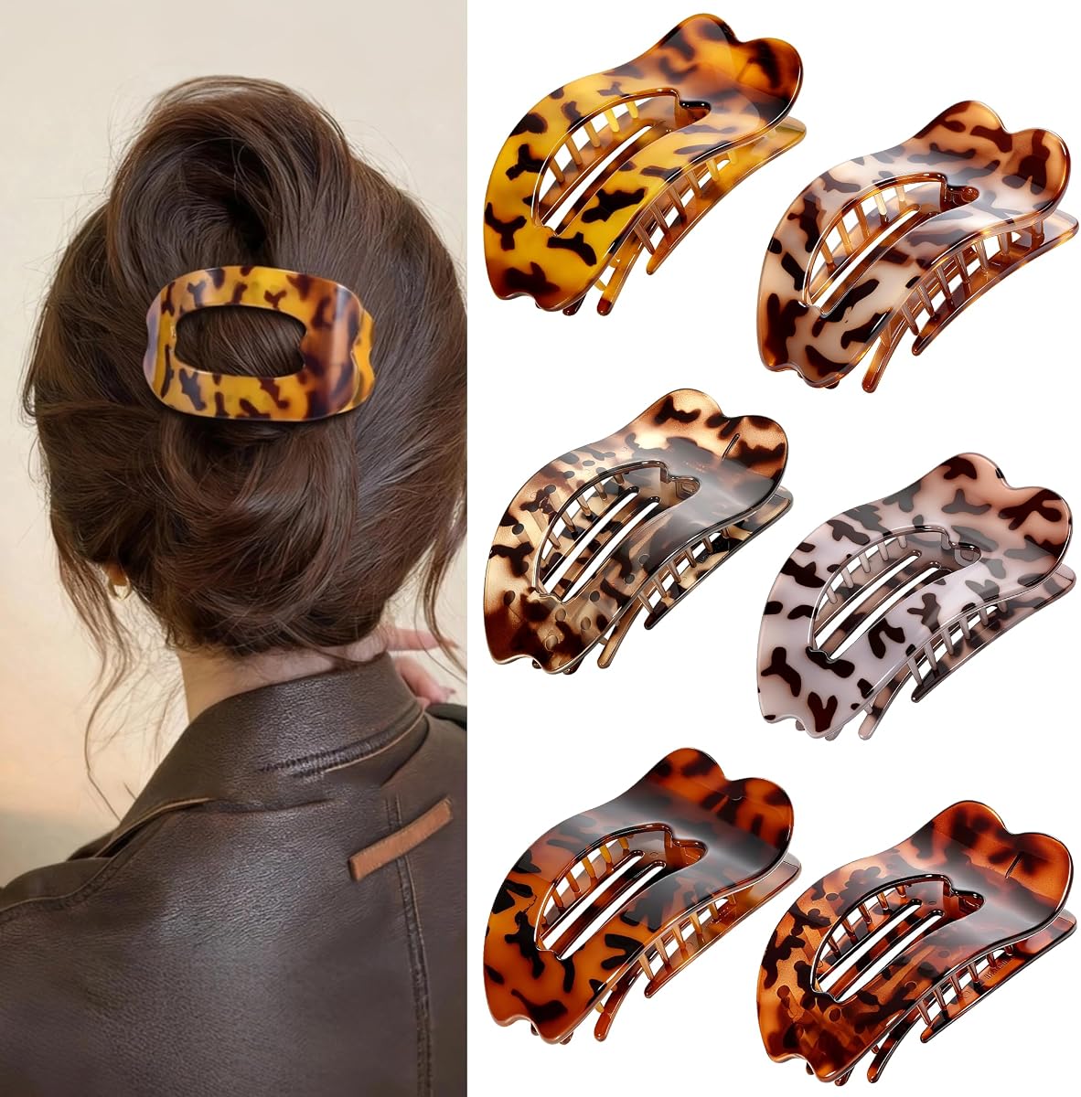 Flat Hair Clips for Women, 6 PCS Flat Claw Clips for Women | Duckbill Hair Clips for Girls, Strong No-Slip Grip Hair Clip for Thick Thin Curly Hair