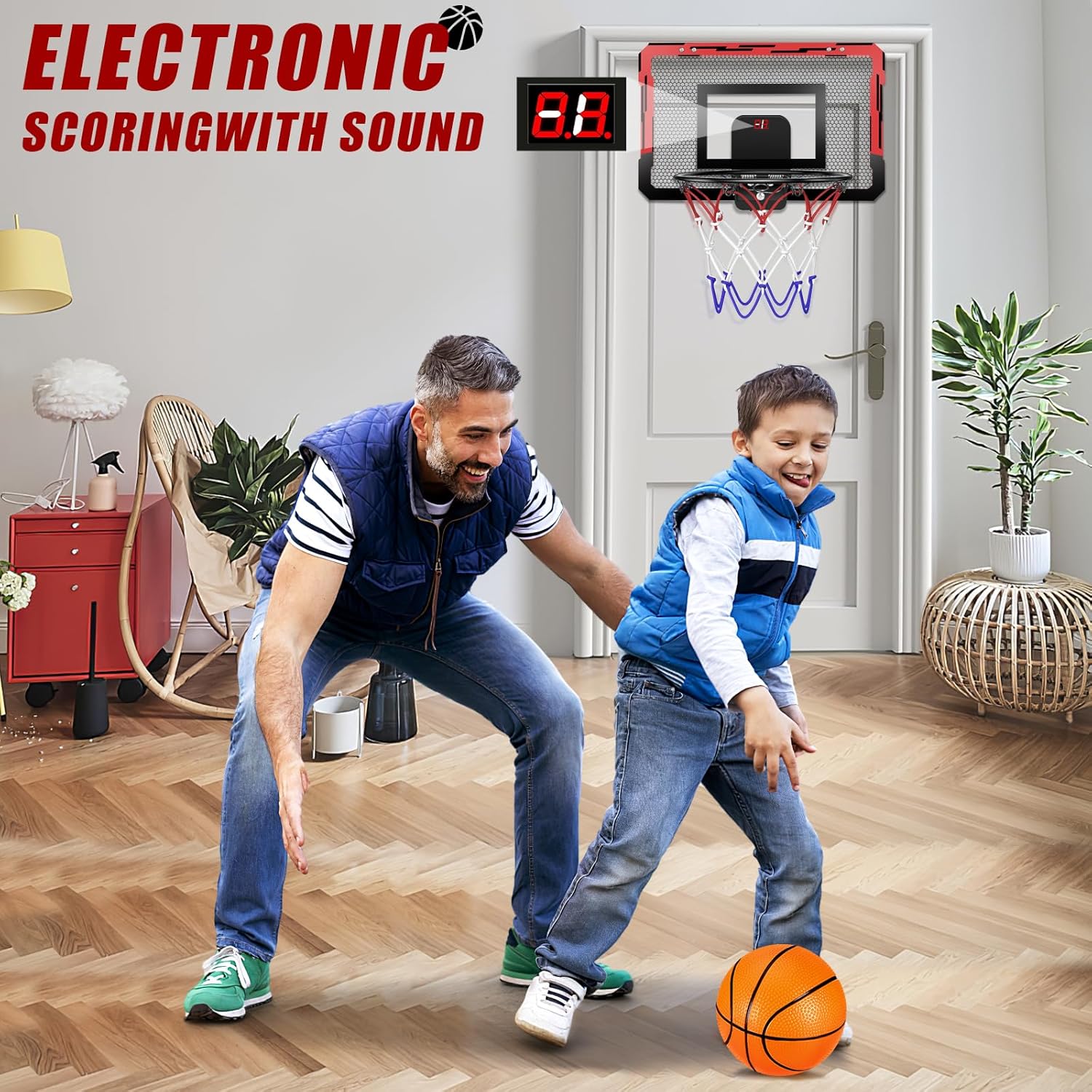 Score Big with Our Mini Outdoor Indoor Basketball Hoop - Electronic Scoreboard & 2 Balls Included, Perfect Toy Gifts for Active Boys Ages 3 4 5 6 7 8 9 10 11 12