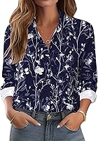 Vista 17 de Zeagoo Camisas con botones para mujer elegantes con estampado floral de manga larga blusa casual de negocios tops de trabajo