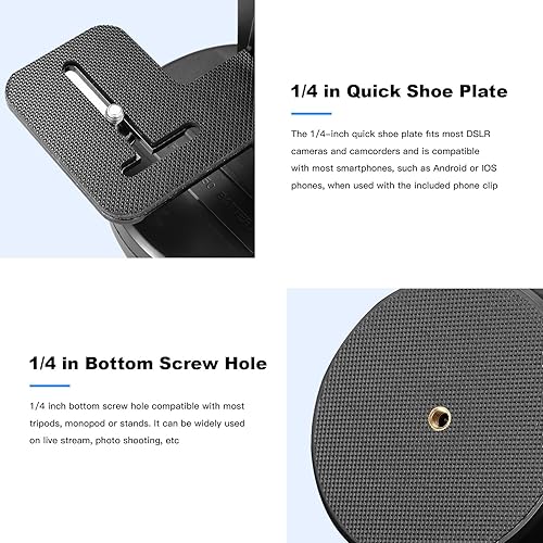 Miniatura 7 de Soonpho M6 - Cabezal de trípode panorámico giratorio motorizado con seguimiento facial, control remoto AI inteligente, cabezal de inclinación