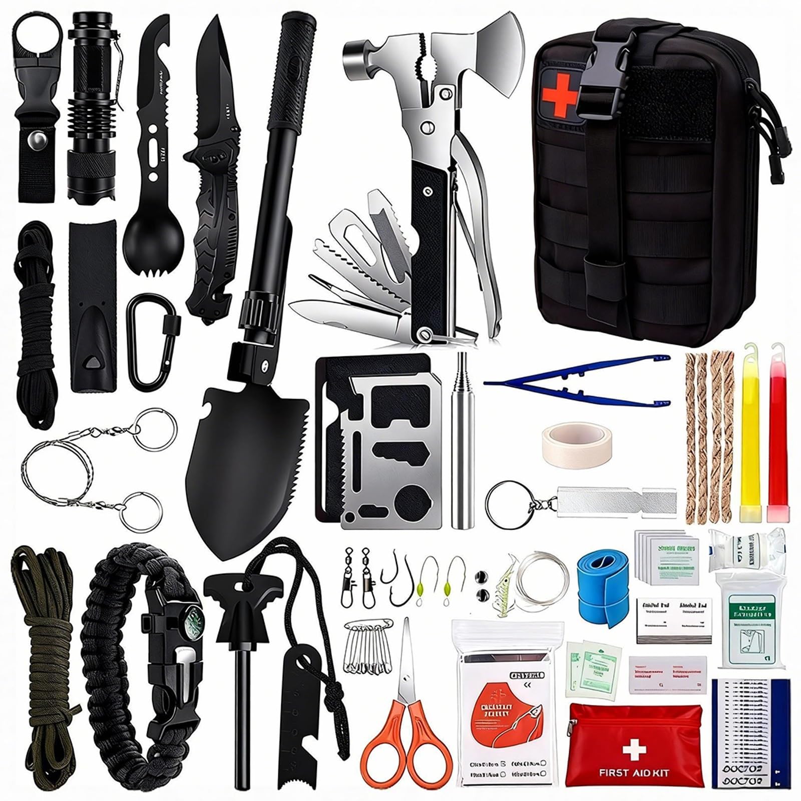32-in-1 Überlebensset für Männer, Notfall-Ausrüstung Geschenk für Vater Ehemann - Camping Angeln Jagd, Praktisches Gadget & Zubehör
