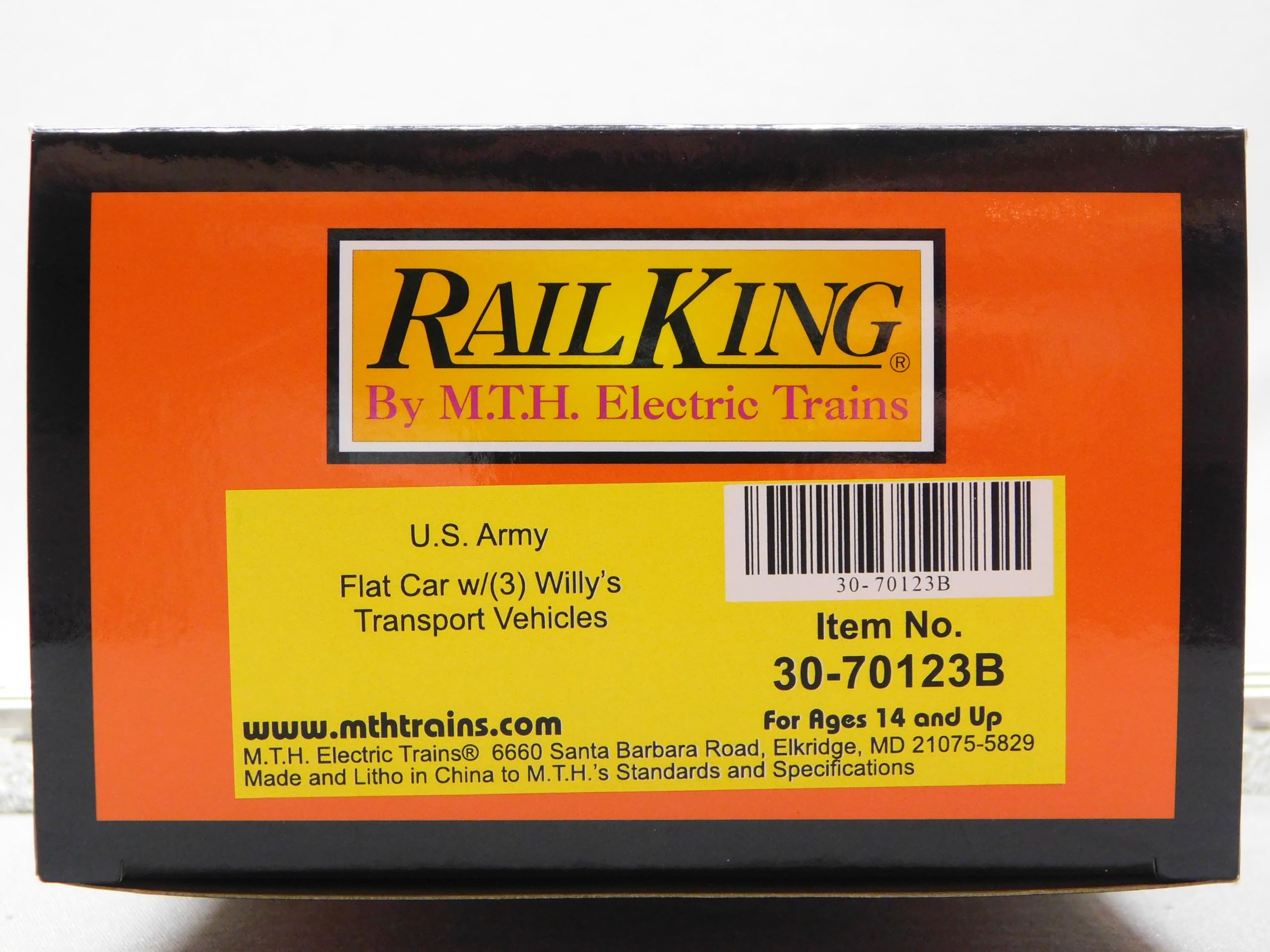 MTH RAILKING United States Army Flat CAR W/Willy's Transport Jeeps Gauge (70123B-609045)