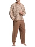 Mens Fleece Plush Pajama Set Ultra Soft Fluffy Warm Pjs Long Sleeve Top & Bottom Knit Winter Sleepwear