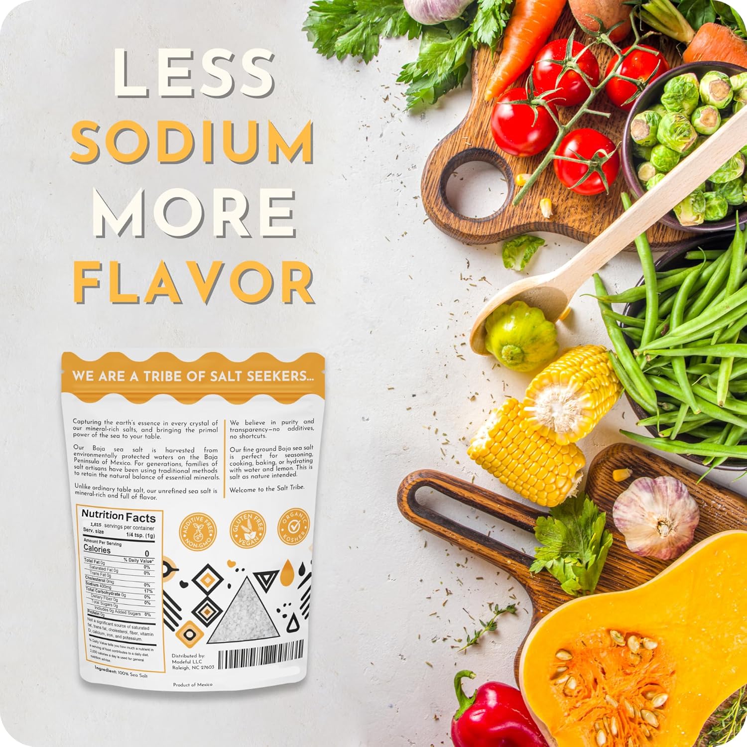 Salt Tribe™ | Baja Sea Salt | Mineral Rich | 90+ Trace Minerals | Fine Ground | Hydration Support | Sal Organica | Low Sodium | Organic & Unrefined | Single Origin Mexico | 4 Pounds