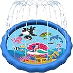 SplashEZ 89 Extra Large Splash Pad for Kids & Dogs Great Outdoor Toys for Toddlers 1-3 & Kids Ages 4-8, Baby Pool for Backyard Sprinkler, Pool Plastic Dog Water Summer Toys