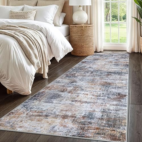 Miniatura 701 de IOHOUZE Alfombra pequeña abstracta de 2 x 3 pies, alfombra de entrada lavable para entrada interior, alfombras con respaldo de goma, alfombra gris