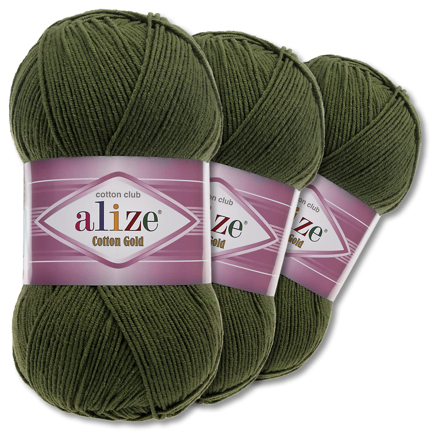 Wohnkult Alize 3 x 100 g Cotton Gold premium wol, 59 kleuren, zomerwol, breien, Amigurumi wol voor het hele jaar (187, lichtgeel