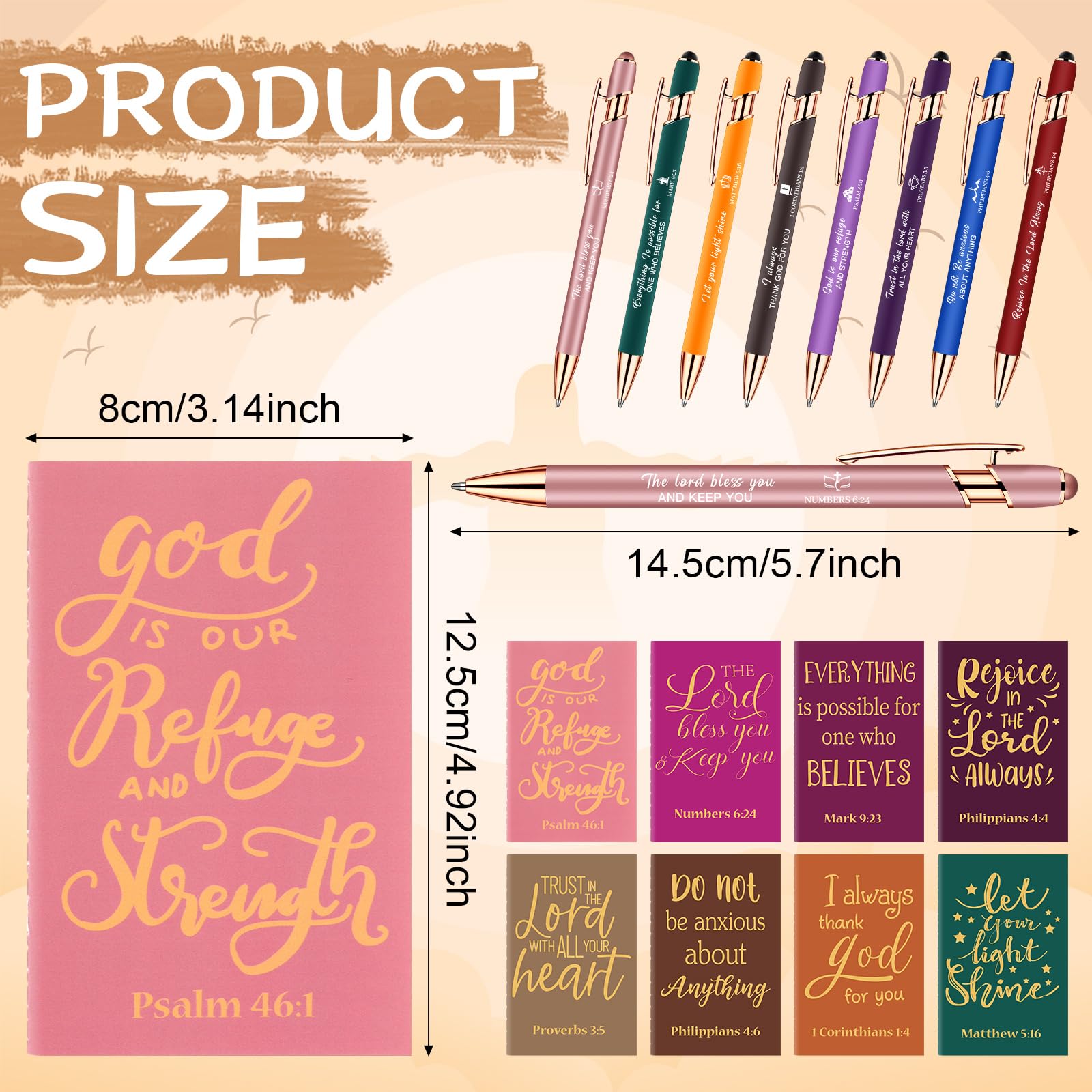 WWmily 32Pcs Christian Gift Set Bible Verse Notebooks and Pens Bulk Journal Christian Notebooks Ballpoint Pen Religious Gift Inspirational Scripture Gifts for Him Her Church Coworker School Supplies - Image 2